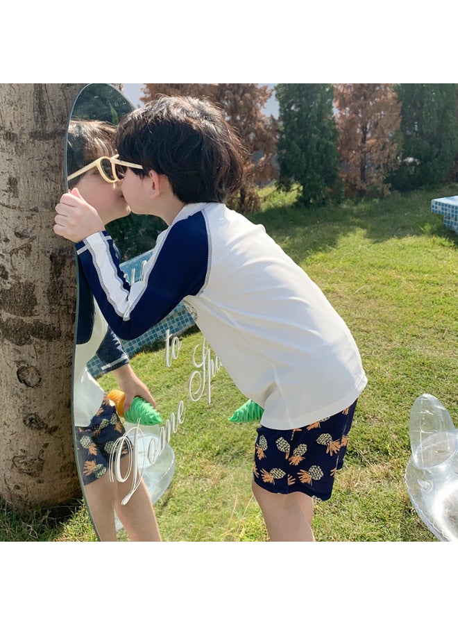 Loquat Children's Swimwear Boys 2025 Baby Split Long-sleeved Quick-drying Seaside Vacation Swimming Suit Trendy-Color:Picture Color- - Image 3