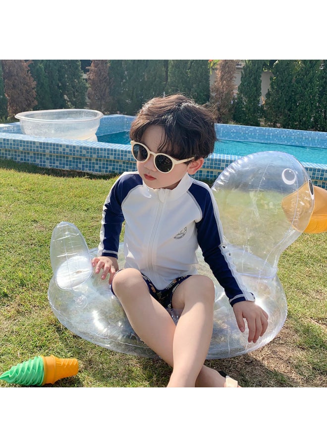 Loquat Children's Swimwear Boys 2025 Baby Split Long-sleeved Quick-drying Seaside Vacation Swimming Suit Trendy-Color:Picture Color- - Image 2