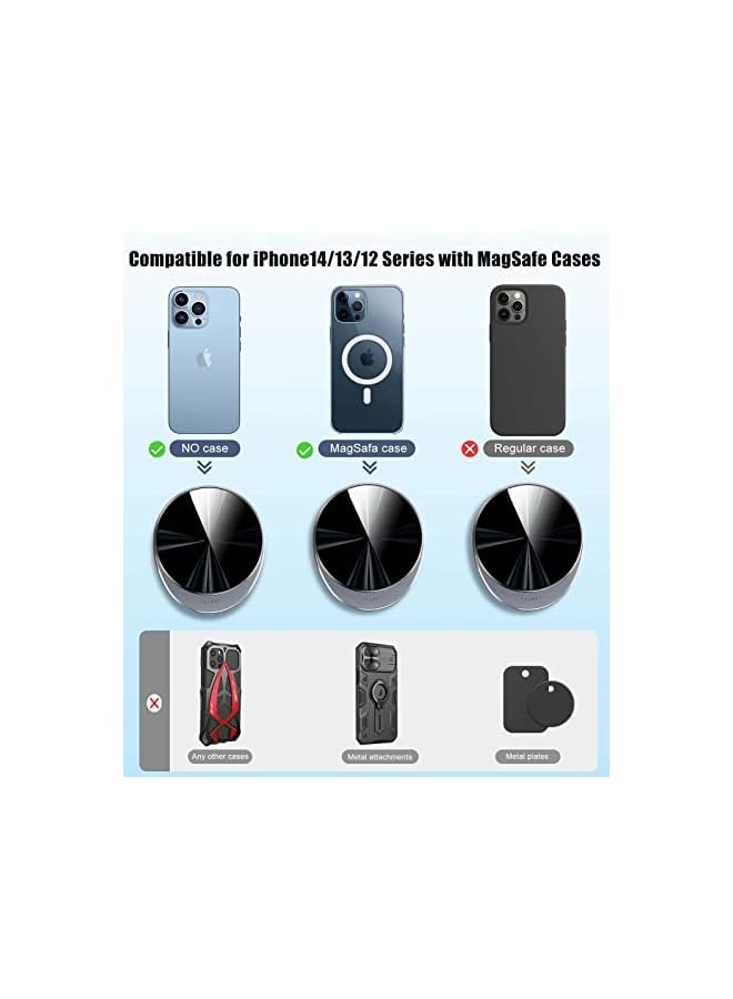 Excefore Mount Charger for MagSafe, 360° Adjustable Magnetic Wireless Car Charger, Air Vent Magnetic Phone Holder Charger for iPhone 14 13 12 Series (with Car Adapter) - Image 4