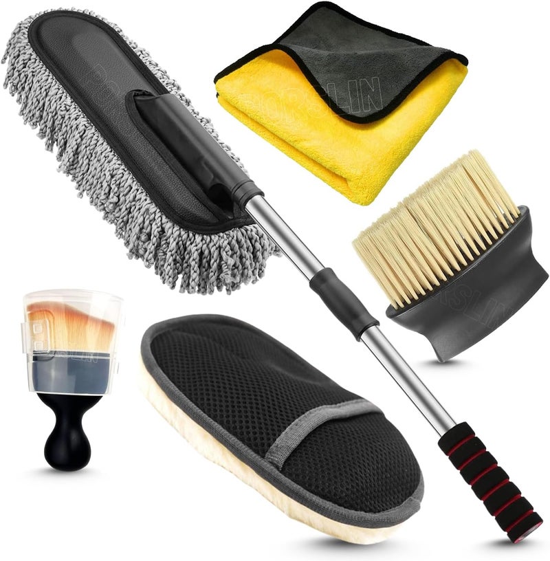 Porslin 5 Pcs Microfiber Car Duster Kit with Extendable Handle - Image 1