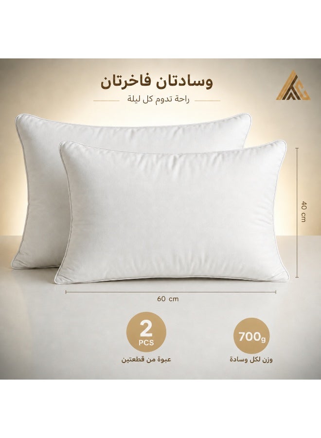White Hotel-Style Pillows 2 pack – 60×40 cm – Microfiber Outer Fabric & Filling – Ultra Soft - Image 1