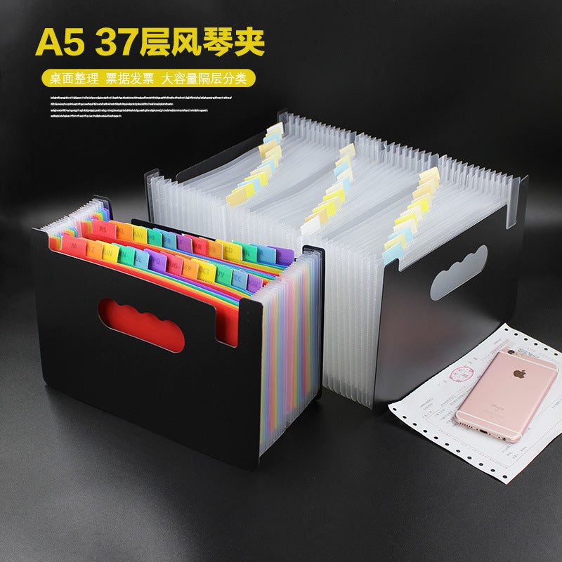 Special Large-Capacity A5 Mini Small Size Organ Clip Multi-Layer Folder Bill Single Storage Bag Telescopic Standing - Image 2