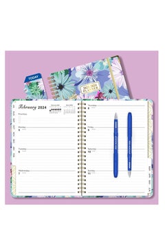 KASTWAVE Spiral Notebook for Work, Hourly Planner from January 2024 - December 2024, Notebook Thick Paper, Bookmark, Stickers, Note Set and Inner Pocket, Elastic Closure  - Image 2