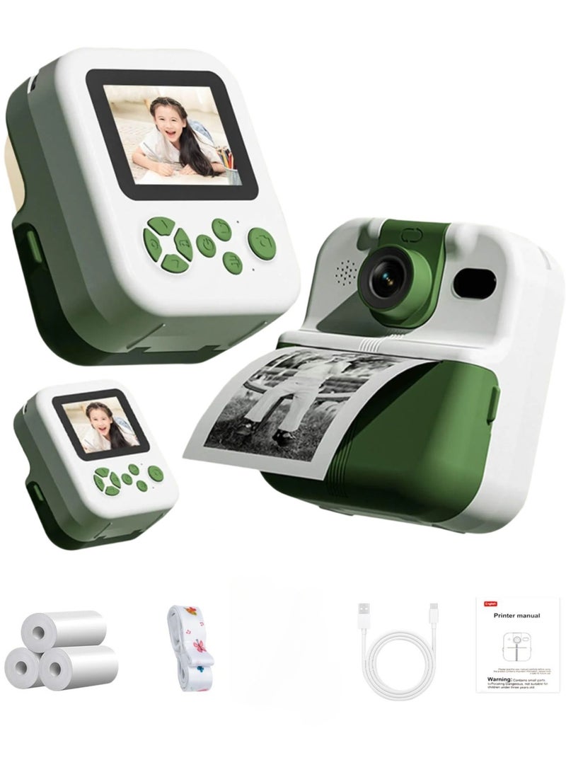 XiuWoo Bluetooth Kids Instant Print Camera with 2.4 Inch Screen 180 Degrees Rotating Lens 24 Megapixels HD Recording, Portable Thermal Printing Camera Idea Gift Toys for  Boys Girls Birthday Gifts,Green - Image 1