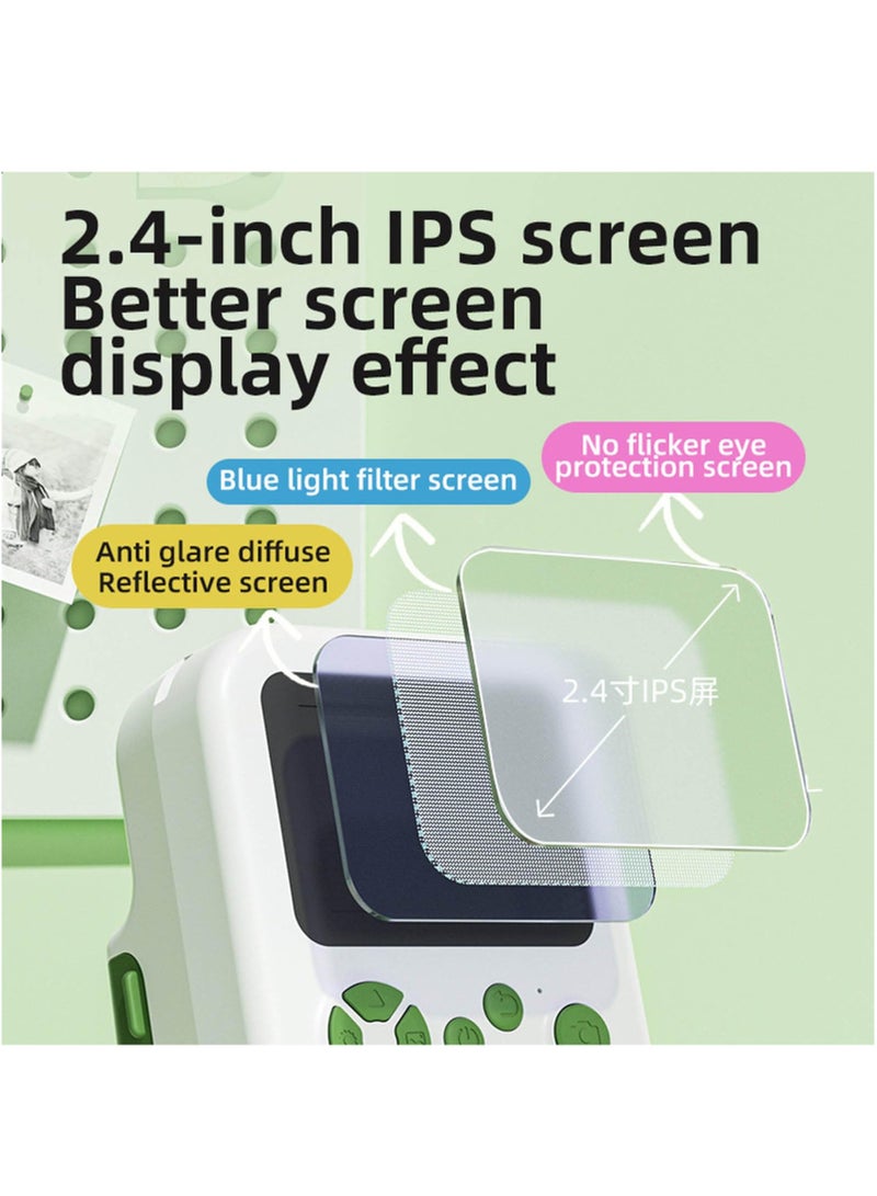 XiuWoo Bluetooth Kids Instant Print Camera with 2.4 Inch Screen 180 Degrees Rotating Lens 24 Megapixels HD Recording, Portable Thermal Printing Camera Idea Gift Toys for  Boys Girls Birthday Gifts,Green - Image 3