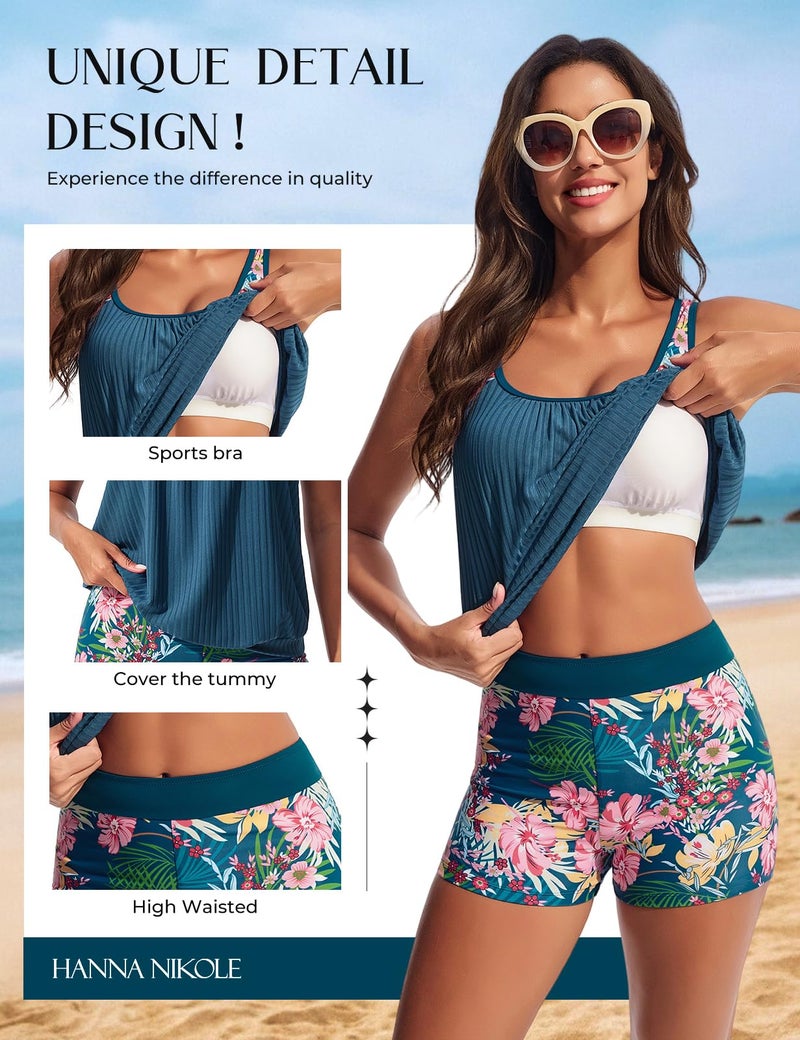 Hanna Nikole Swimsuits for Women 2025 Athletic Bathing Suit Trendy Tankini Swimsuits Supportive Swimsuits Tropical Medley M - Image 3