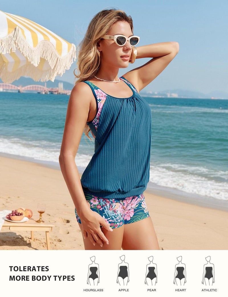 Hanna Nikole Swimsuits for Women 2025 Athletic Bathing Suit Trendy Tankini Swimsuits Supportive Swimsuits Tropical Medley M - Image 2
