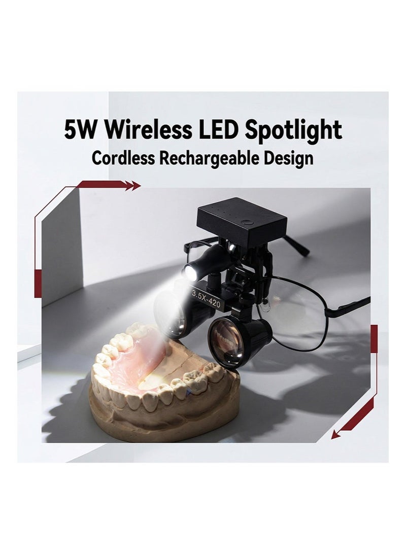أبوستيم عدسة مكبرة احترافية للأسنان مزودة بمصباح LED لاسلكي بقوة 5 واط وتكبير 3.5x، مناسبة لأطباء الأسنان وفحوصات الأنف والأذن والحنجرة والإجراءات السنية - Image 5