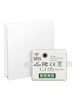 Wireless Lights Switch Kit 10A 250V Wireless RF433 Remote Control Switch with Easy to Install Receiver No Wiring Self powered Switch Remote Control IP44 Waterproof RF Switch and Receiver