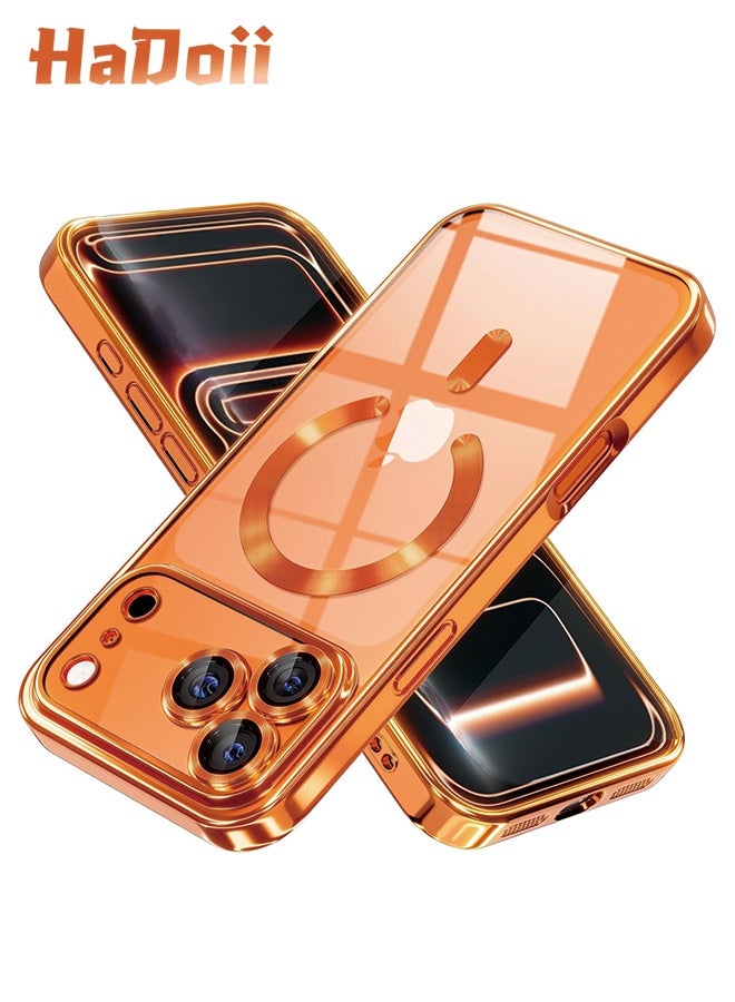 HaDoii iPhone 17 Pro Case Cover with Full Camera Lens Protector(Compatible with MagSafe)(Shockproof Military Grade Drop Protection) , Soft Clear Phone Case for iPhone 17 Pro, Cosmic Orange - Image 1