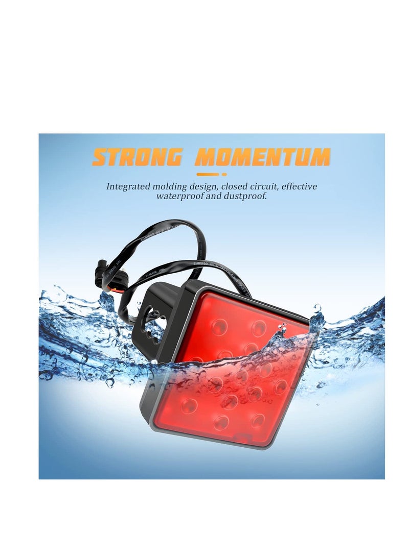 MUNTAQI Super Bright Red Lens Brake Light Trailer Hitch Cover with 15 LEDs for 2 Inch Receiver Towing Truck SUV RV Accessories - Image 3