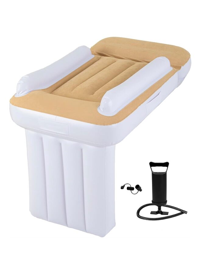 Inflatable Travel Bed - Portable Yellow Bed for Kids, Airplane Seat Extender for Kids - Plane Bed for Toddler Air Mattress, Toddler Blow Up Bed with Sides Pump and Belt, Kids Air Bed - Image 1