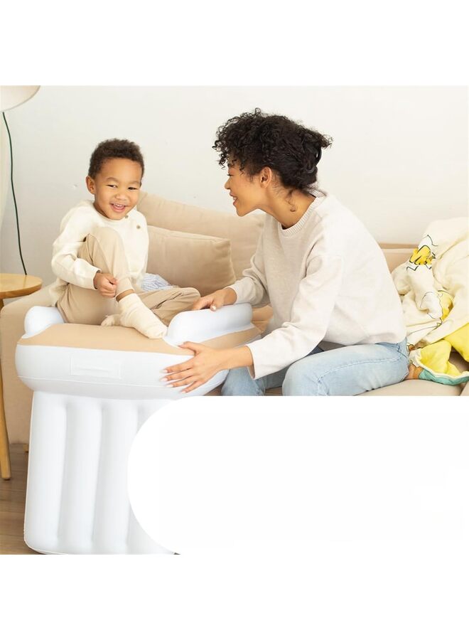 Inflatable Travel Bed - Portable Yellow Bed for Kids, Airplane Seat Extender for Kids - Plane Bed for Toddler Air Mattress, Toddler Blow Up Bed with Sides Pump and Belt, Kids Air Bed - Image 3