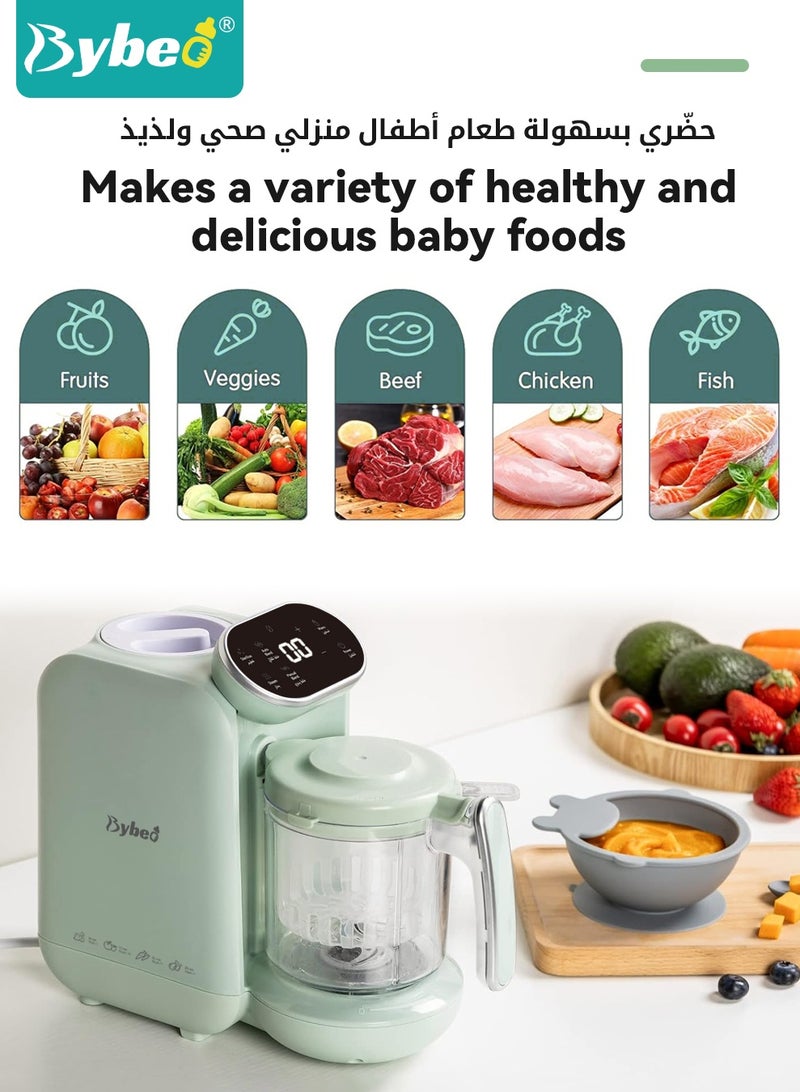 Bybeo Baby Food Maker Set, Baby Food Processor, Steamer, Blender & Bottle Warmer for Homemade Baby Food with 10pcs Reusable Baby Food Pouches, 2pcs Food Containers, 3 Feeding Spoon and Cleaning Brushes, BPA-Free Auto Cooking & Grinding, Ideal for Newborns & Infants - Image 5