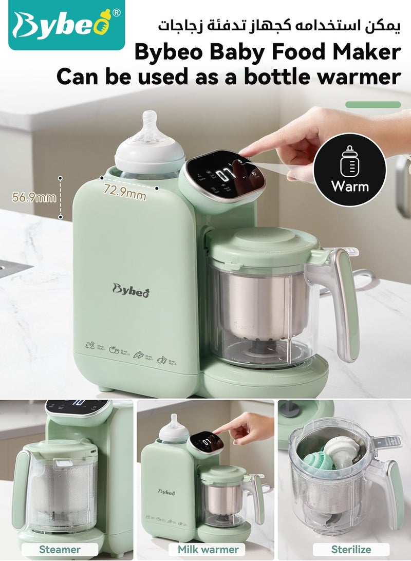 Bybeo Baby Food Maker Set, Baby Food Processor, Steamer, Blender & Bottle Warmer for Homemade Baby Food with 10pcs Reusable Baby Food Pouches, 2pcs Food Containers, 3 Feeding Spoon and Cleaning Brushes, BPA-Free Auto Cooking & Grinding, Ideal for Newborns & Infants - Image 4