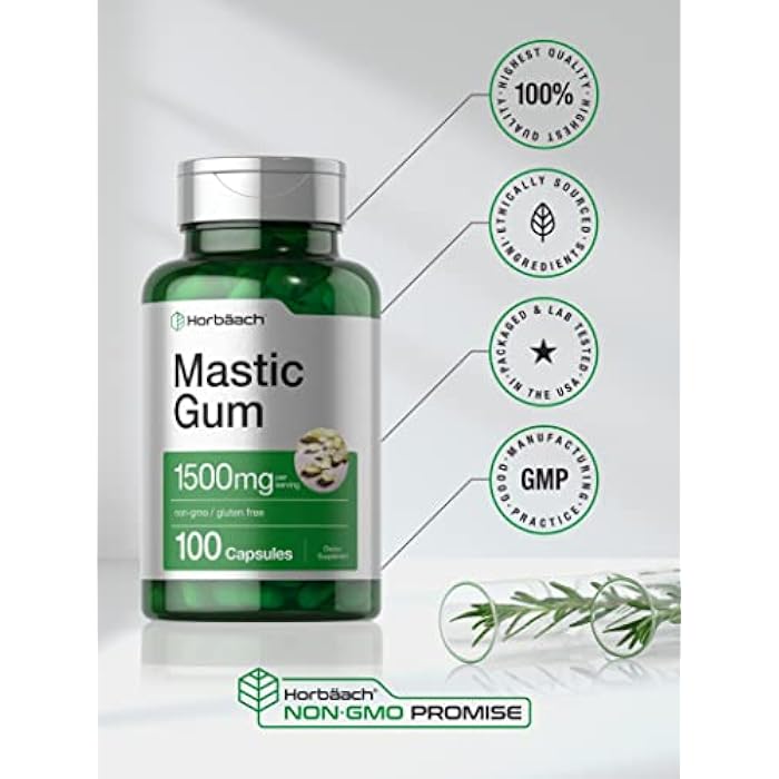 Horbäach Mastic Gum | 1500mg | 100 Capsules | Non-GMO & Gluten Free Supplement - Image 5