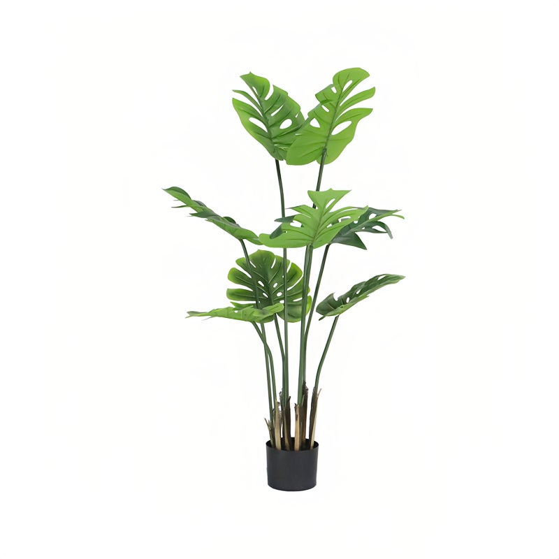 شاربدو نبات أوراق السلحفاة الخضراء الاصطناعية، شجرة سلحفاة وهمية 120 سم لديكور المنزل الداخلي، تقنية اللمس الحقيقي، نبات صناعي مثالي للديكور المنزلي والمكتب الداخلي - Image 5