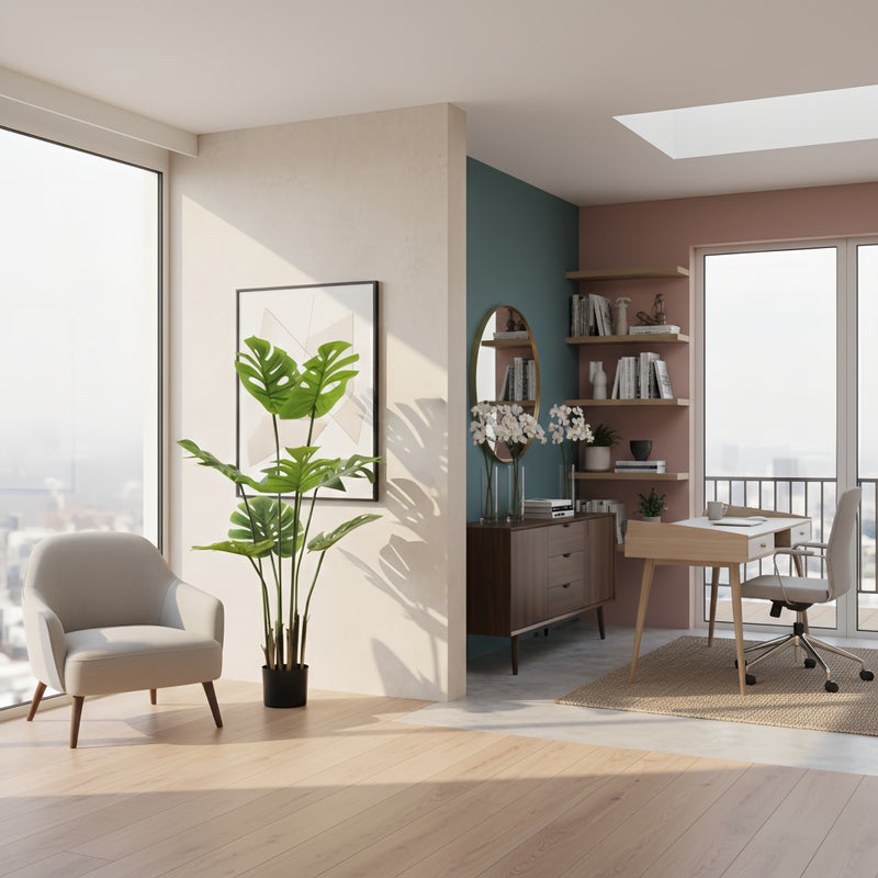 شاربدو نبات أوراق السلحفاة الخضراء الاصطناعية، شجرة سلحفاة وهمية 120 سم لديكور المنزل الداخلي، تقنية اللمس الحقيقي، نبات صناعي مثالي للديكور المنزلي والمكتب الداخلي - Image 2