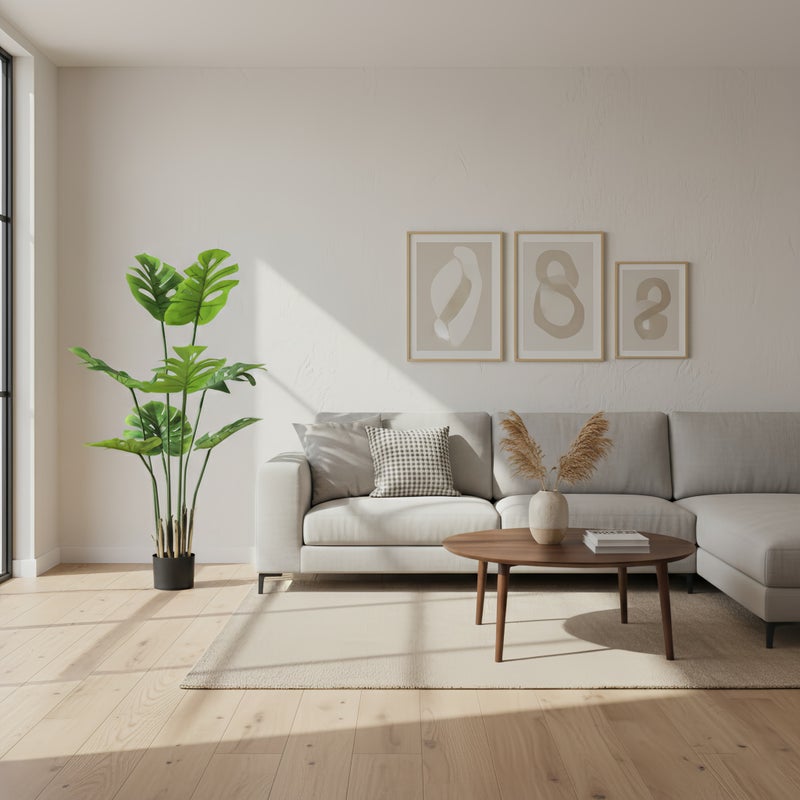 شاربدو نبات أوراق السلحفاة الخضراء الاصطناعية، شجرة سلحفاة وهمية 120 سم لديكور المنزل الداخلي، تقنية اللمس الحقيقي، نبات صناعي مثالي للديكور المنزلي والمكتب الداخلي - Image 4