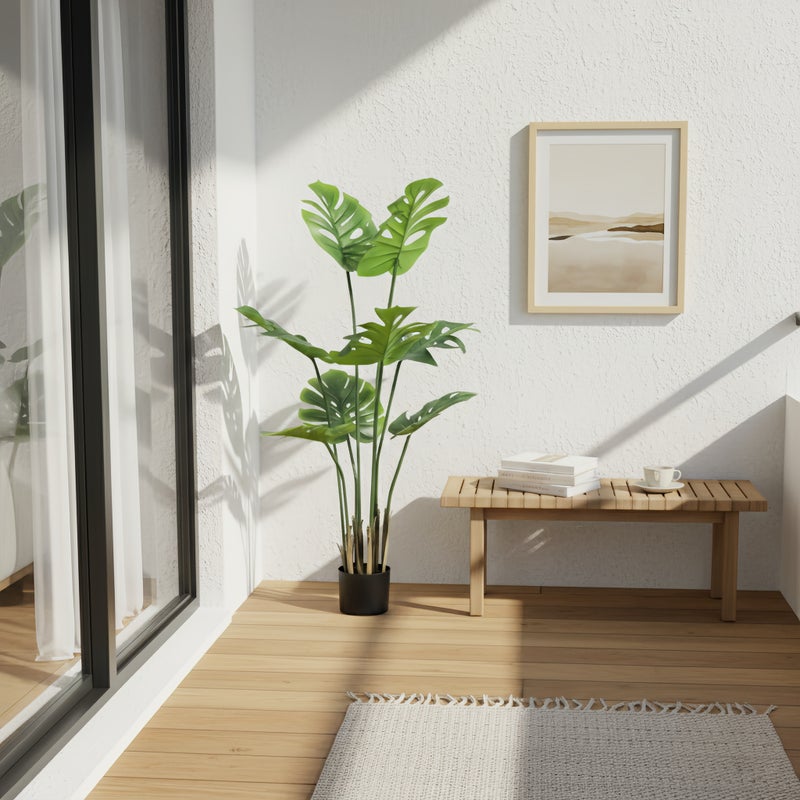 شاربدو نبات أوراق السلحفاة الخضراء الاصطناعية، شجرة سلحفاة وهمية 120 سم لديكور المنزل الداخلي، تقنية اللمس الحقيقي، نبات صناعي مثالي للديكور المنزلي والمكتب الداخلي - Image 3