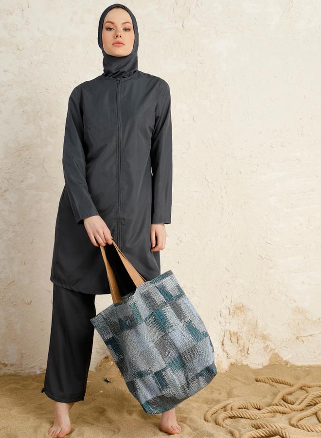 مايو بيلا من مودانيسا رمادي بالكامل بسحاب أمامي بوركيني - Image 1