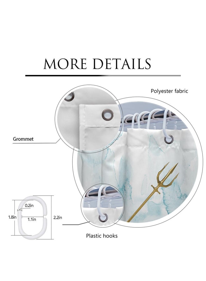 Excefore Funny Cat Shower Curtain, Riding Whale Ocean Cute Fun Cool Kids Anime Nautical Beach Theme Sea Wave Beach Fish Hilarious Bathroom 60 x 72 Inch Polyester Fabric Waterproof 12 Pack Hooks - Image 3