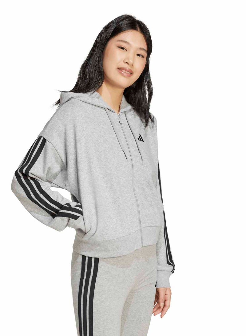 Adidas Essentials 3-Stripes French Terry Full Zip Hoodie - Image 3