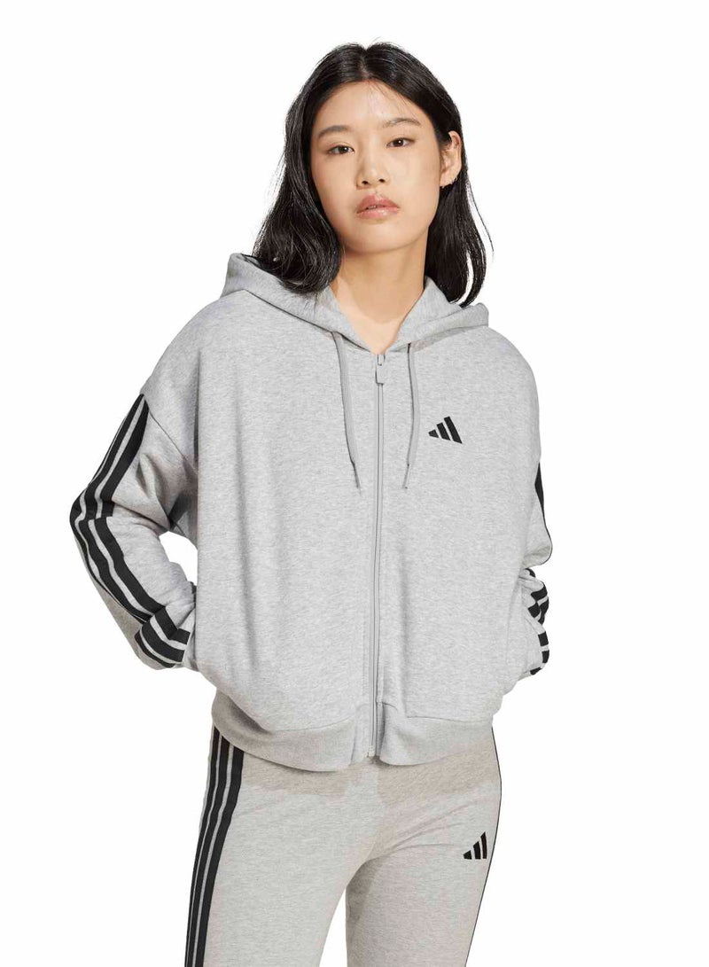 Adidas Essentials 3-Stripes French Terry Full Zip Hoodie - Image 1
