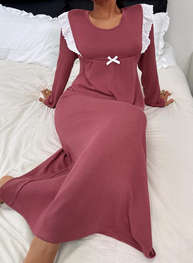 تايك تو قميص نوم بأكمام طويلة وتفاصيل دانتيل - Image 4