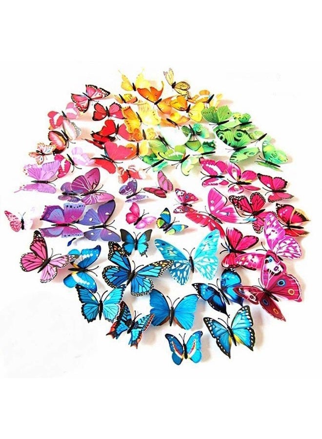 ElecMotive 72 Pcs 6 Packs Beautiful 3D Butterfly Wall Decals Removable DIY Home Decorations Art Decor Wall Stickers & Murals for Babys Bedroom TV Background Living Room (72 pcs in 6 Colors)  - Image 1