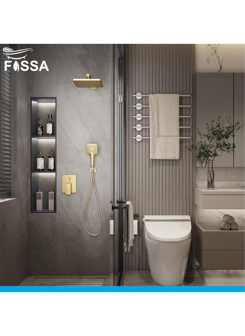 FOSSA 8 Inch Rainfall Shower Head Fixed Shower Head 304 Stainless Steel Rain Showers Overhead Wall Mounted OHS-1202Glod  - Image 3