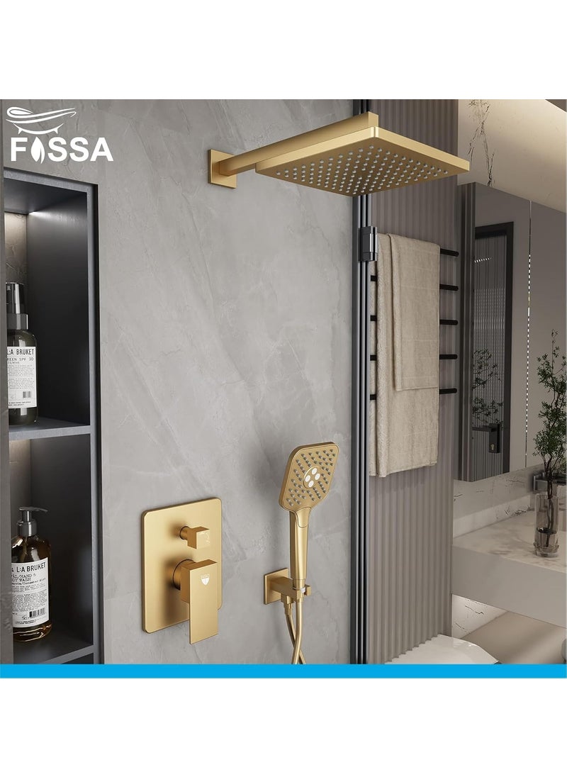 FOSSA 8 Inch Rainfall Shower Head Fixed Shower Head 304 Stainless Steel Rain Showers Overhead Wall Mounted OHS-1202Glod  - Image 4