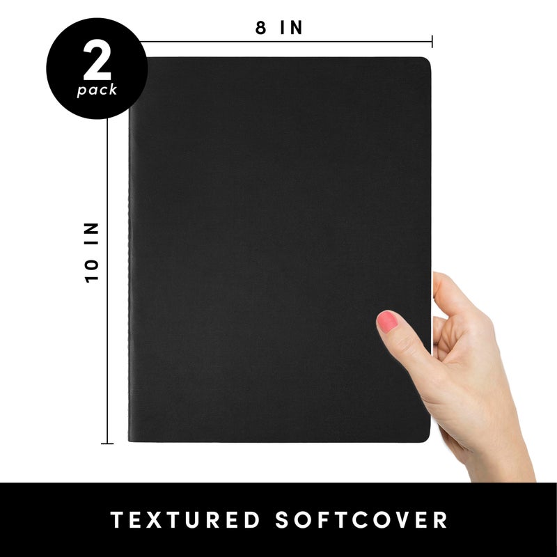 PAPERAGE Soft Cover Blank Journal Notebook, 2 Pack, (Black), 100 Pages, Large 7.5 inches x 9.5 inches, Ideal for Sketch Book, Note Taking & Travel Journal - Image 2