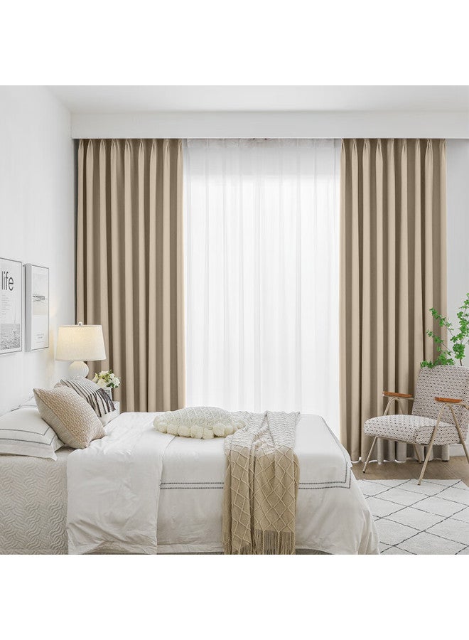 JD.com ستائر جينغزاو عالية الدقة باللون البيج، ستائر معتمة لغرفة المعيشة وغرفة النوم، ستائر واقية من الشمس مع خطافات، العرض 1.8م * الارتفاع 2.4م - Image 5