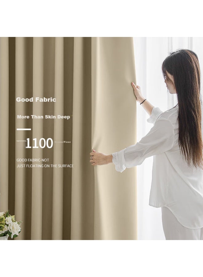 JD.com ستائر جينغزاو عالية الدقة باللون البيج، ستائر معتمة لغرفة المعيشة وغرفة النوم، ستائر واقية من الشمس مع خطافات، العرض 1.8م * الارتفاع 2.4م - Image 4