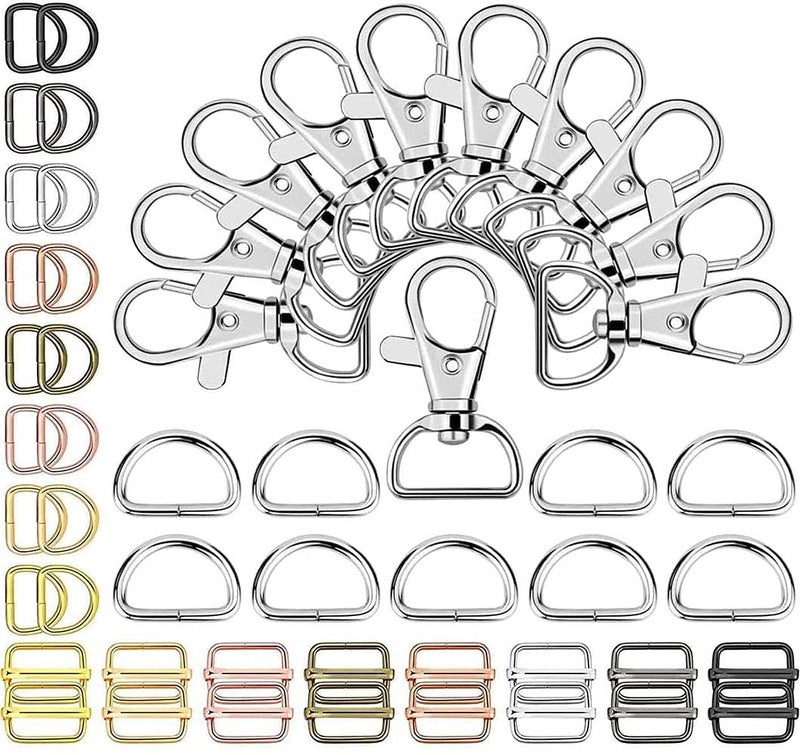 DIY Crafts DIY DIYC15684 Crafts Swivel Snap Hooks and D Rings Metal Swivel Lanyard Snap Hook Slide Buckle for Keychain Lanyard Crafts Supplies 4 Pcs Slide Buckles Nickel Silver  - Image 1