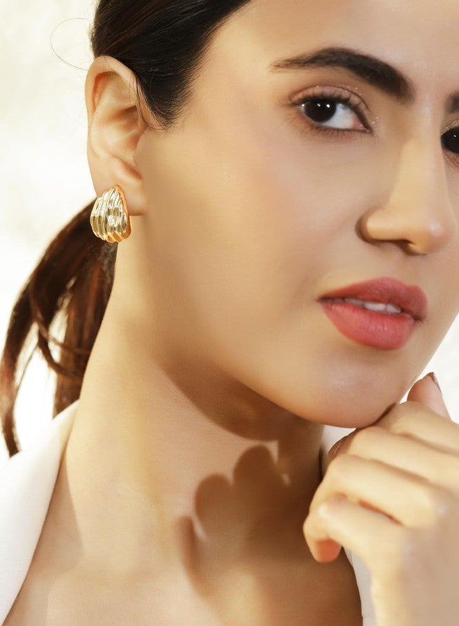 Rubans Earrings Combo Set of 3 Stylish Jewellery with Textured-Drop & Crystal Studs Gift for Women & Girls - Image 3