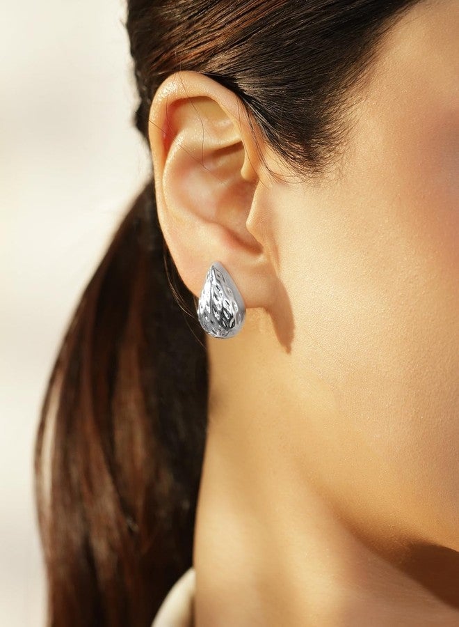 Rubans Earrings Combo Set of 3 Stylish Jewellery with Textured-Drop & Crystal Studs Gift for Women & Girls - Image 4