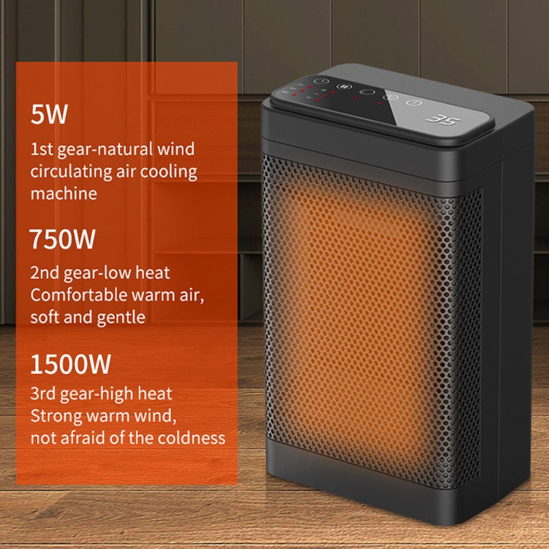 Electric Heater Desktop Mini PTC Heater Household Fast Heating Silent Heater Touch Button Remote Control Shaking Head - Image 3
