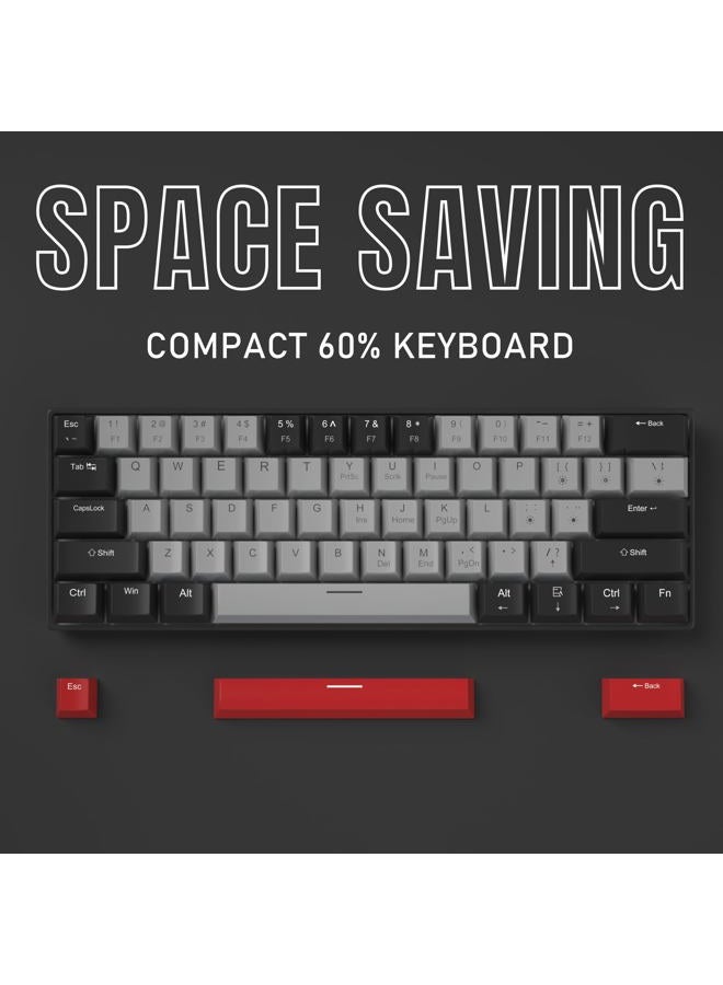 Camiysn 60 Percent Mechanical Gaming Keyboard, Black&Gray Mixed Color Keycaps Keyboard with Blue Switches, Detachable Type-C Cable Mini Powder Light for Windows/Mac/PC/Laptop - Image 3