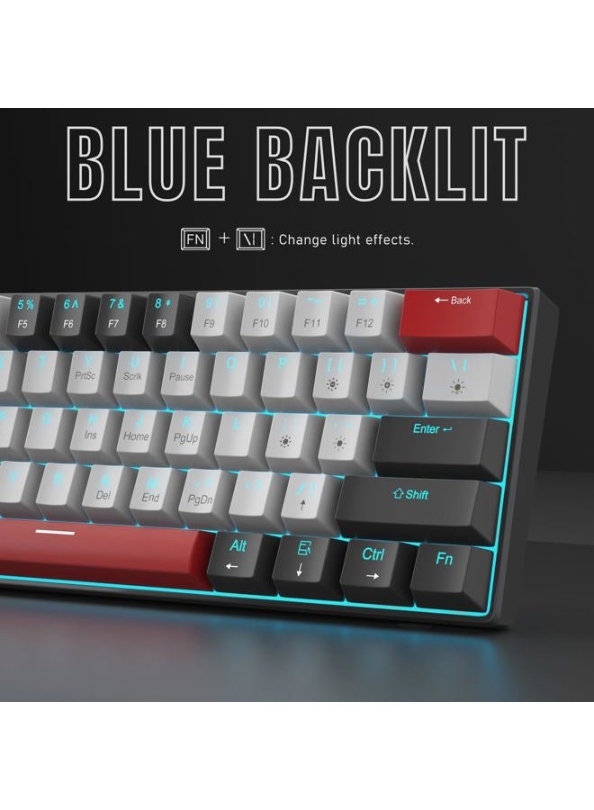 Camiysn 60 Percent Mechanical Gaming Keyboard, Black&Gray Mixed Color Keycaps Keyboard with Blue Switches, Detachable Type-C Cable Mini Powder Light for Windows/Mac/PC/Laptop - Image 4