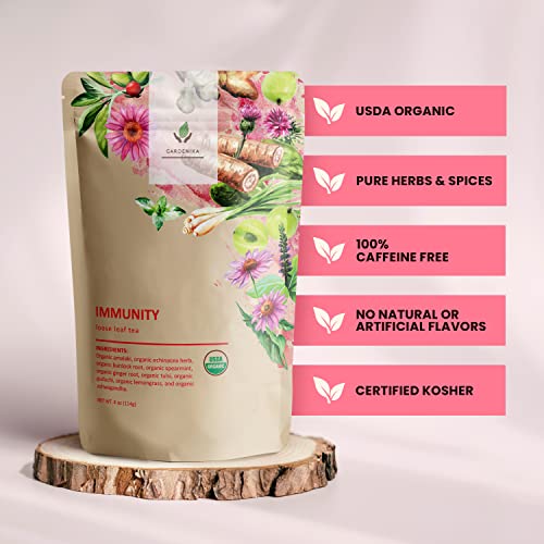 Gardenika Organic Immune Loose Leaf Tea, Herbal, Caffeine Free Leaves, Ayurvedic, KSA Kosher – 4 oz (1 Pack) - Image 3