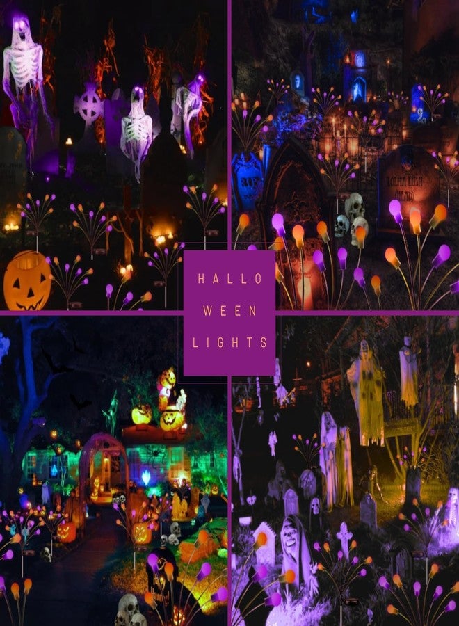 OZS 6Pack Total 48 LED Purple and Orange Solar Halloween Lights Outdoor - Solar Firefly Lights Outdoor, Sway by Wind, Waterproof for Garden Patio Pathway Halloween Decorations - Image 3