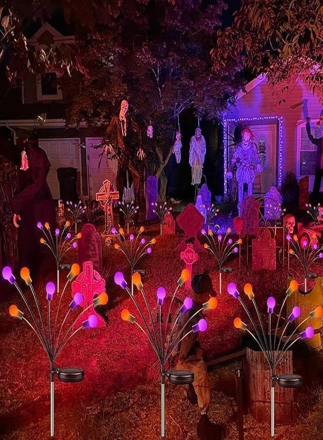 OZS 6Pack Total 48 LED Purple and Orange Solar Halloween Lights Outdoor - Solar Firefly Lights Outdoor, Sway by Wind, Waterproof for Garden Patio Pathway Halloween Decorations - Image 2