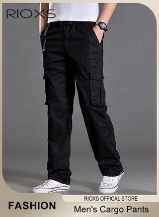 Men's Cargo Pants, Comfy Elastic Waist Trousers, Full Length Breathable Pants With Multi Pockets, Classic Relaxed Fit Pants For Men, Casual Outdoor Trousers, Mens Cargo Trousers For Exercises/ Office/ Daily Wear-Black Cargo Pants For Men - pzsku/ZC3C20049235A91D702CBZ/45/_/1725097862/f7f41f7c-17ec-430a-a4e0-87c282a84fbb