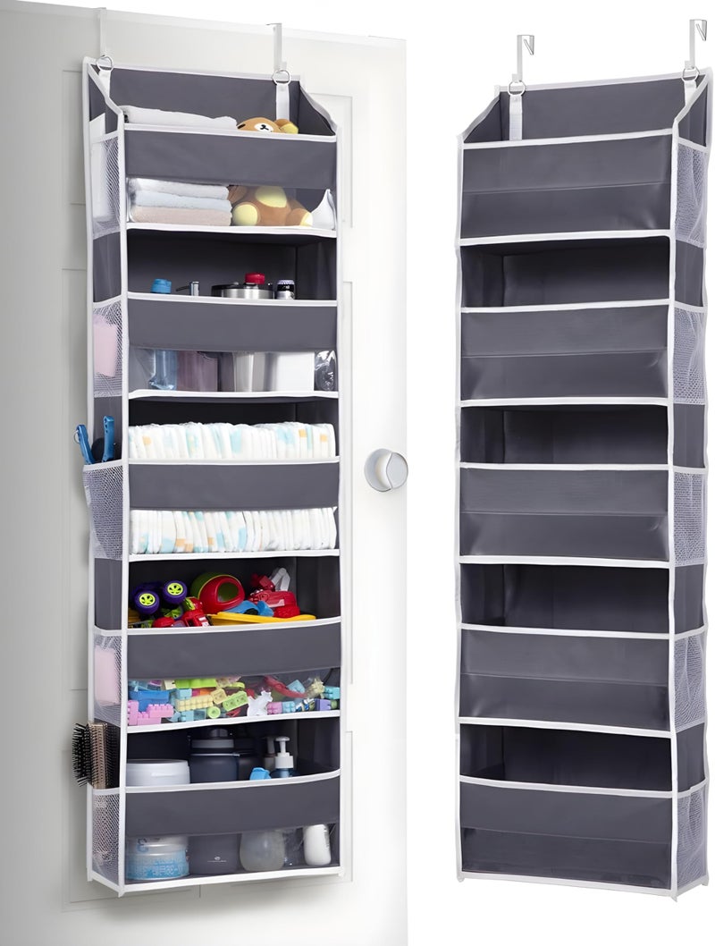 XBEY Over The Door Organizer with 5 Large Pockets 10 Side Mesh Pockets, Door Hanging Organizer for Bedroom, Wall Door Cloth Wardrobe Hanging Storage - Image 1