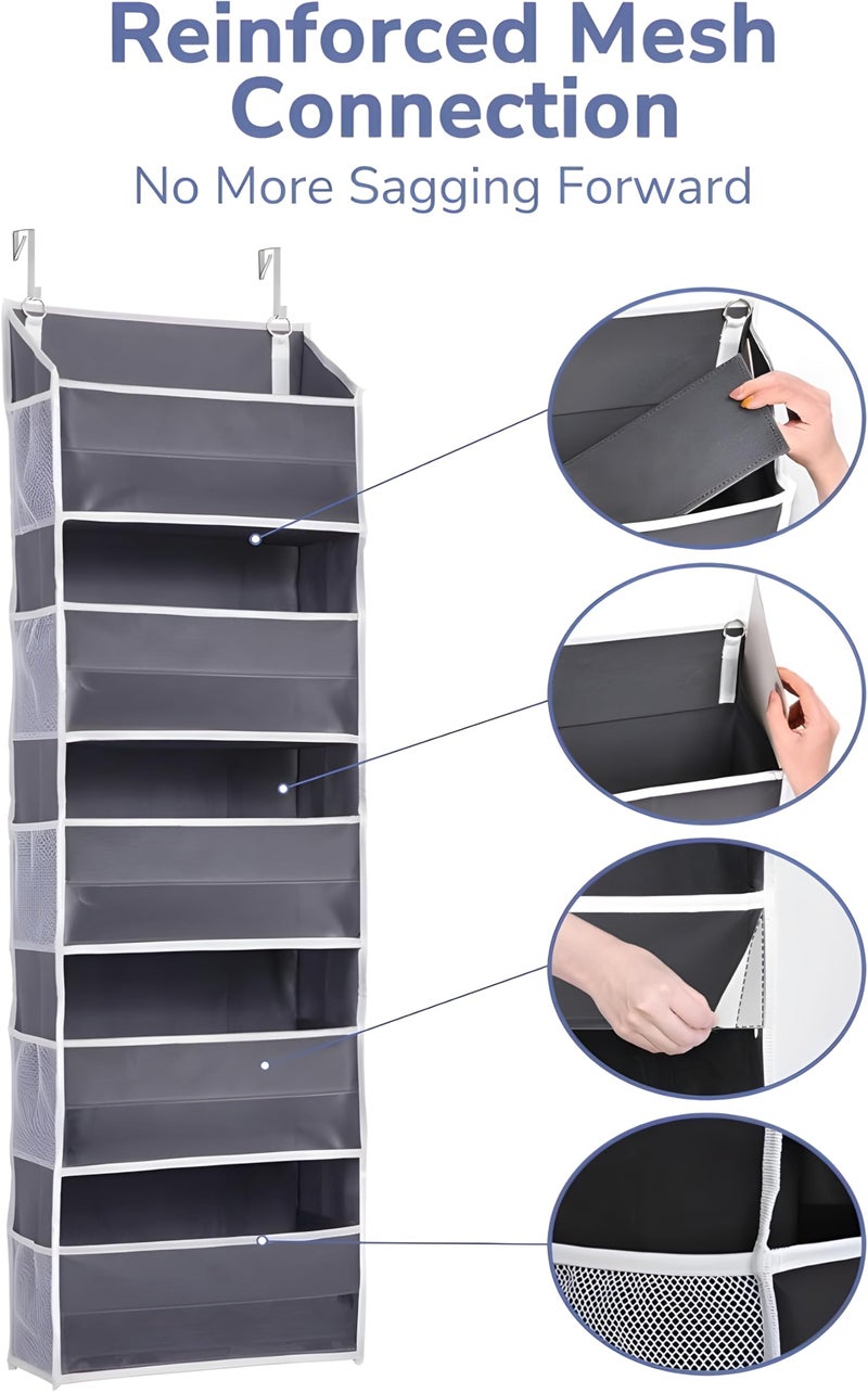 XBEY Over The Door Organizer with 5 Large Pockets 10 Side Mesh Pockets, Door Hanging Organizer for Bedroom, Wall Door Cloth Wardrobe Hanging Storage - Image 3