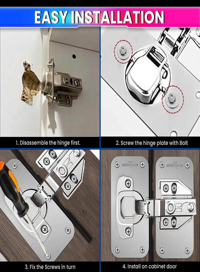 amiciTools Hinge Repair Plate Kit | Stainless Steel Door Hinge Reinforcement | Fix Loose Cabinet Hinges Quickly | 8 Pcs with Screws - Image 4