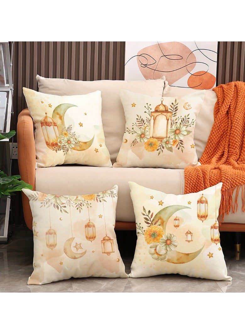 4Pcs Moon Pillow Covers, Festival Atmosphere Print Cushion Cases for Sofa Living Room Chair - Image 1
