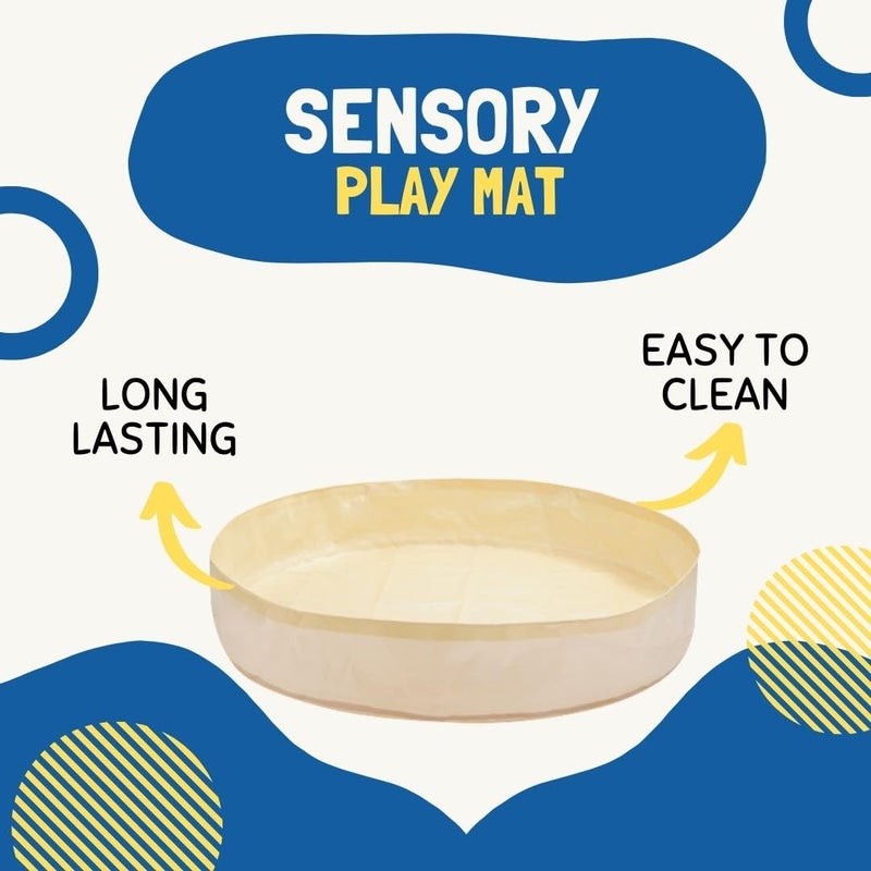 Blue Tree BLUETREE Sensory and Messy Play Mat for Toddlers, Infants and Kids, Safe, Waterproof, Double-Sided and Durable, Play Yard 51"x51"x7.9" Ivory and Gray - Image 2